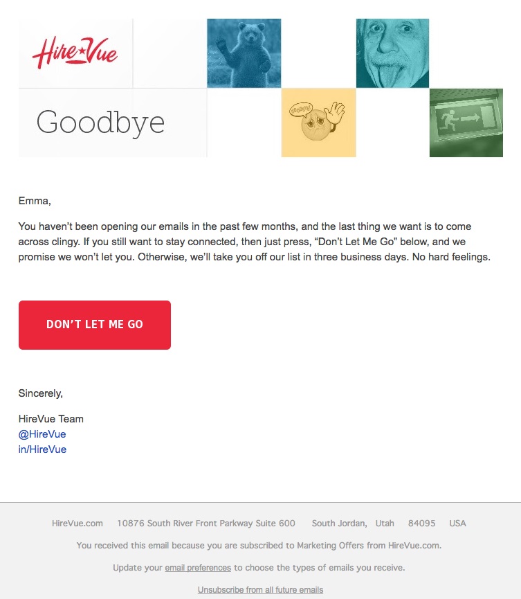 Hire Vue email marketing example