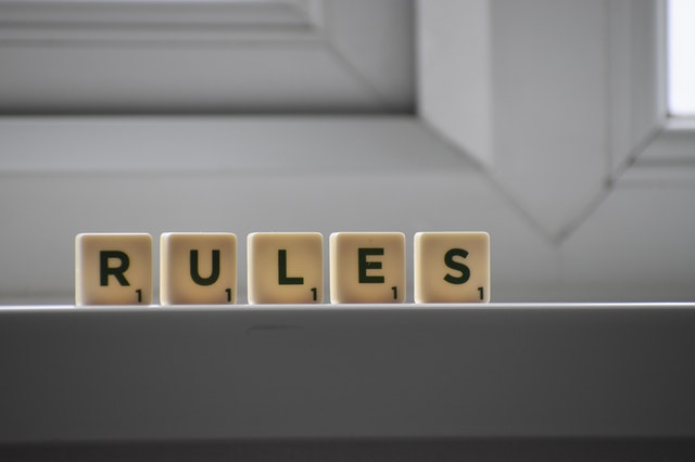 Rules, spelled out in Scrabble letters